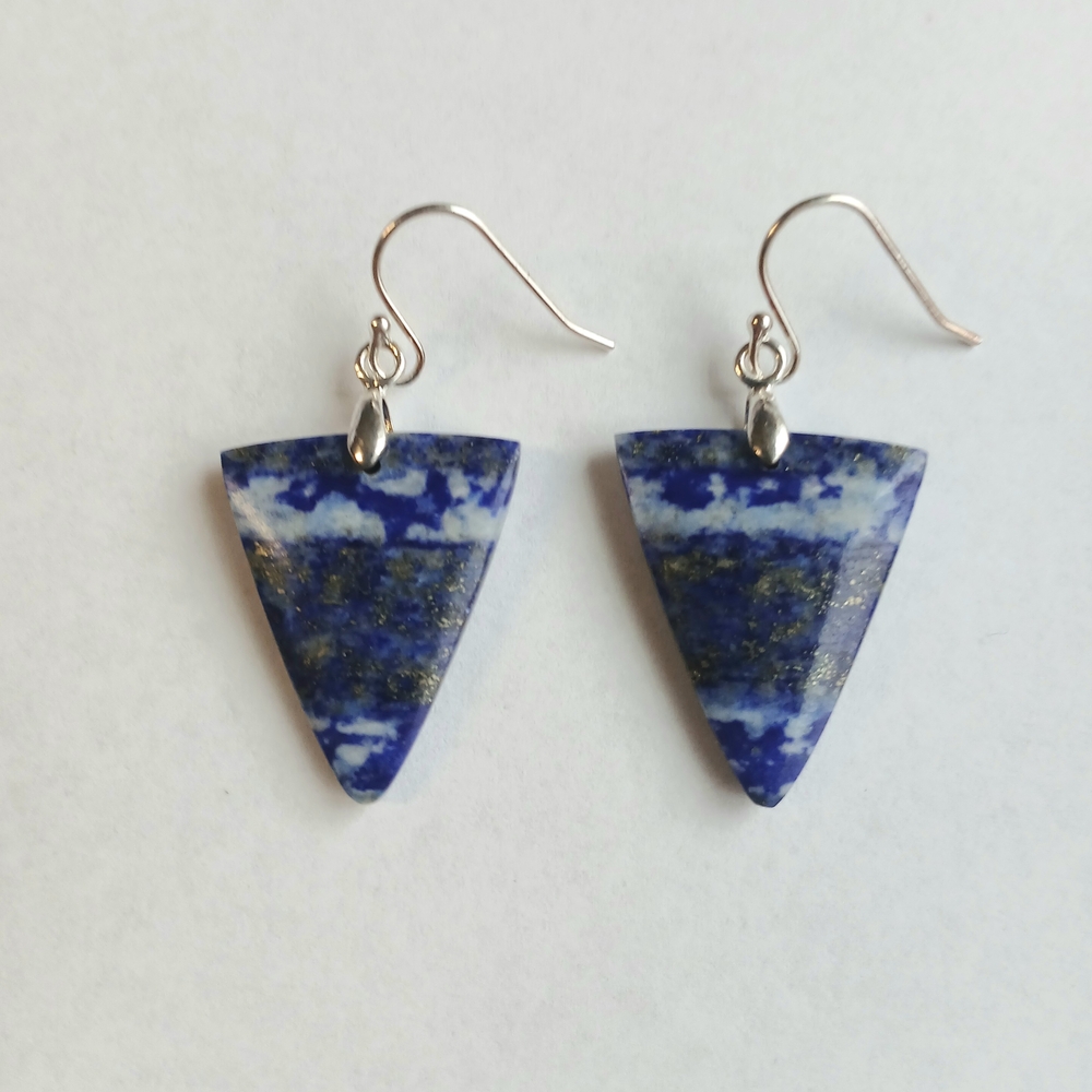 Lapis Lazuli Gemstone Earrings with 925 Sterling Silver Findings